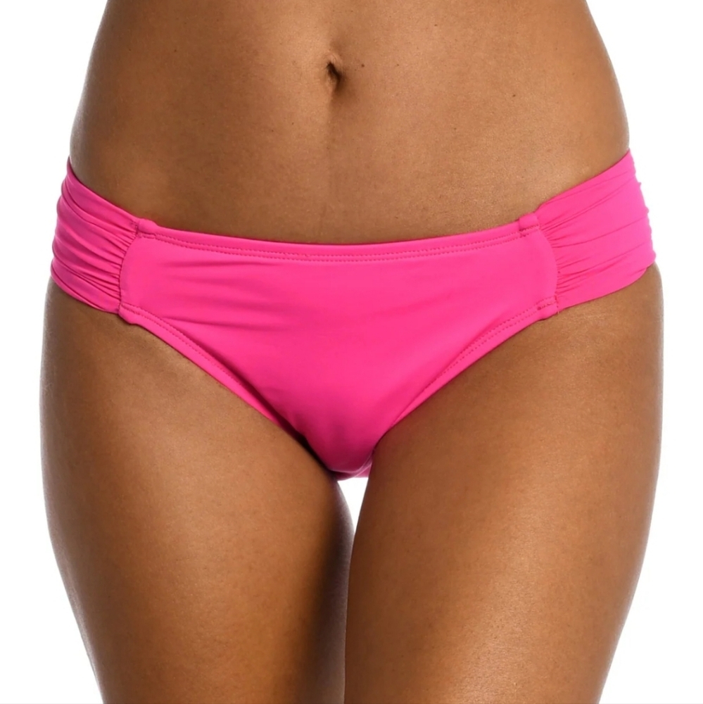 Nwt LA BLANCA Island Goddess PINK side Shirred High Leg Bikini Bottom Pants S
